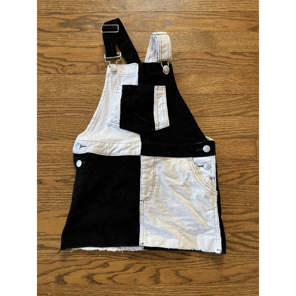 Joe's Jeans Black White Two-Tone‎ Corduroy Skirt Overalls Girls Small (7)